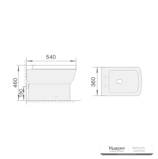 YS22240F একক স্থায়ী সিরামিক টয়লেট, পি-ট্র্যাপ ওয়াশডাউন টয়লেট;