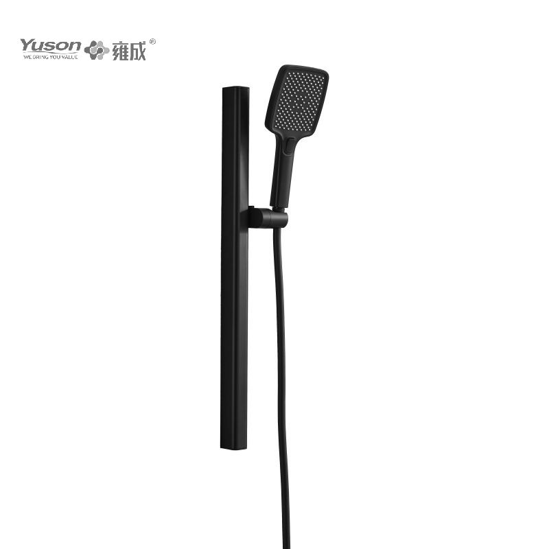 YS33134 আর্ক ডিজাইন অ্যালুিয়াম স্লাইডিং শাওয়ার সেট, 3- ফাংশন সিলিকন অগ্রভাগ, পিভিসি ঝরনা পায়ের পাতার মোজাবিস