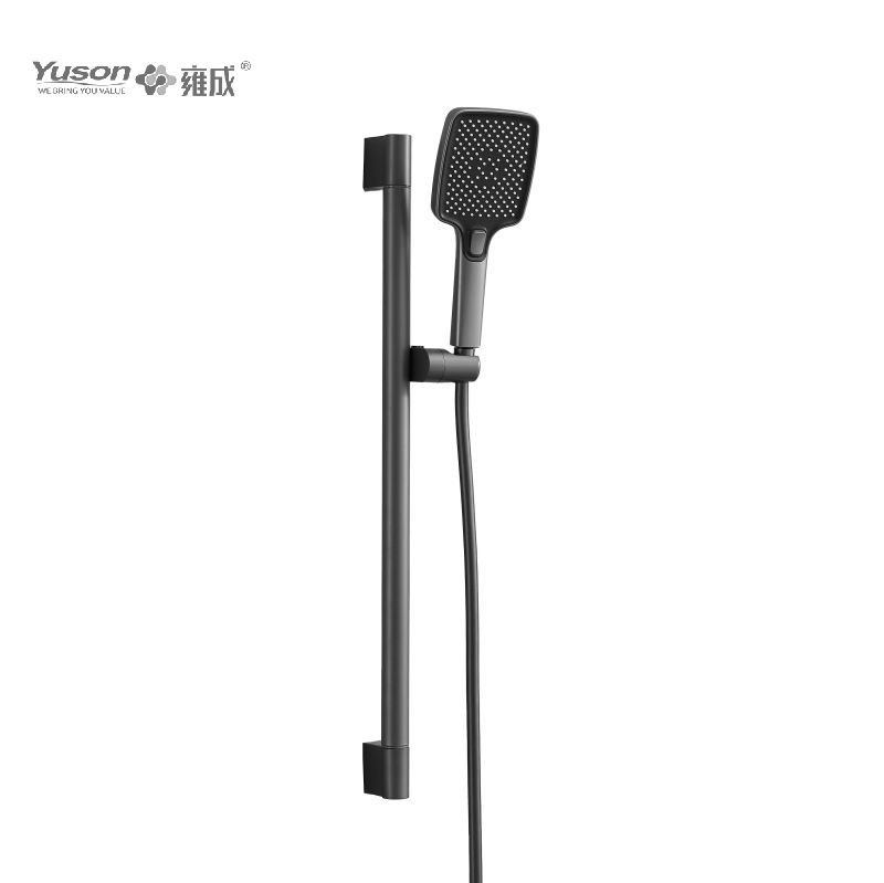 YS33131 অ্যালুমিনিয়াম স্লাইডিং শাওয়ার সেট, 3-ফাংশন সিলিকন অগ্রভাগ, পিভিসি ঝরনা পায়ের পাতার মোজাবিস