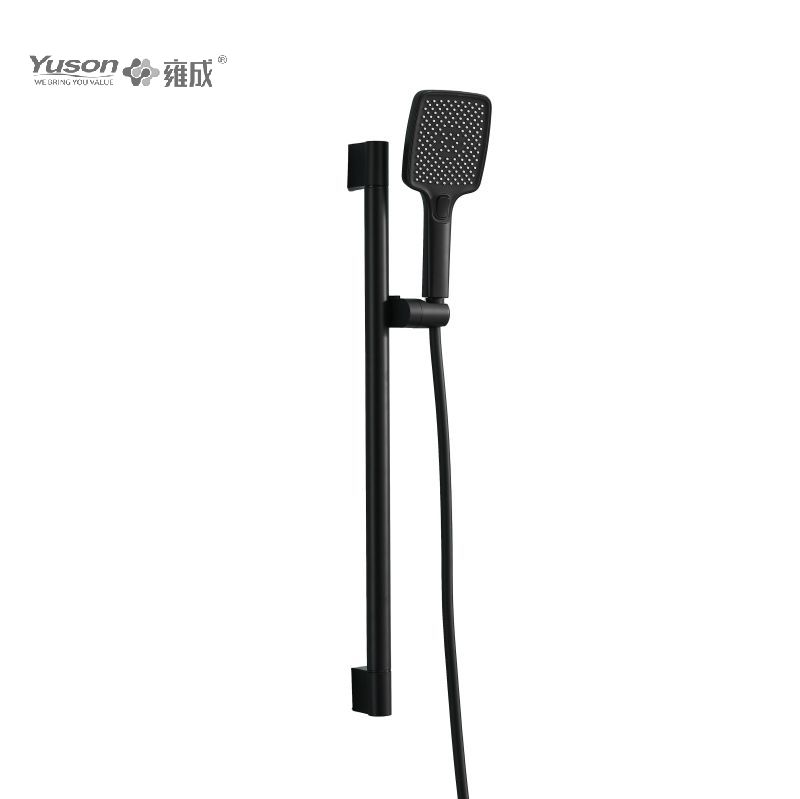 YS33131 অ্যালুমিনিয়াম স্লাইডিং শাওয়ার সেট, 3-ফাংশন সিলিকন অগ্রভাগ, পিভিসি ঝরনা পায়ের পাতার মোজাবিস